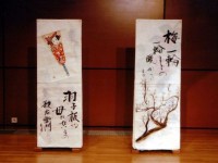 和歌と俳句が書かれた大ぶりの短冊
