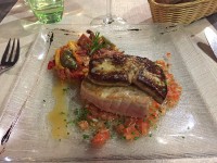 マグロとフォアグラのソテー＆ラタトゥイユ。