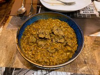 キノコとチーズのトリュフリゾット！見た目はアレですが…バルセロナで食べたもので一番おいしかったかも