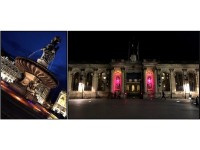 Place de la Bourseの噴水とPalais Rohan (Hote de Ville)